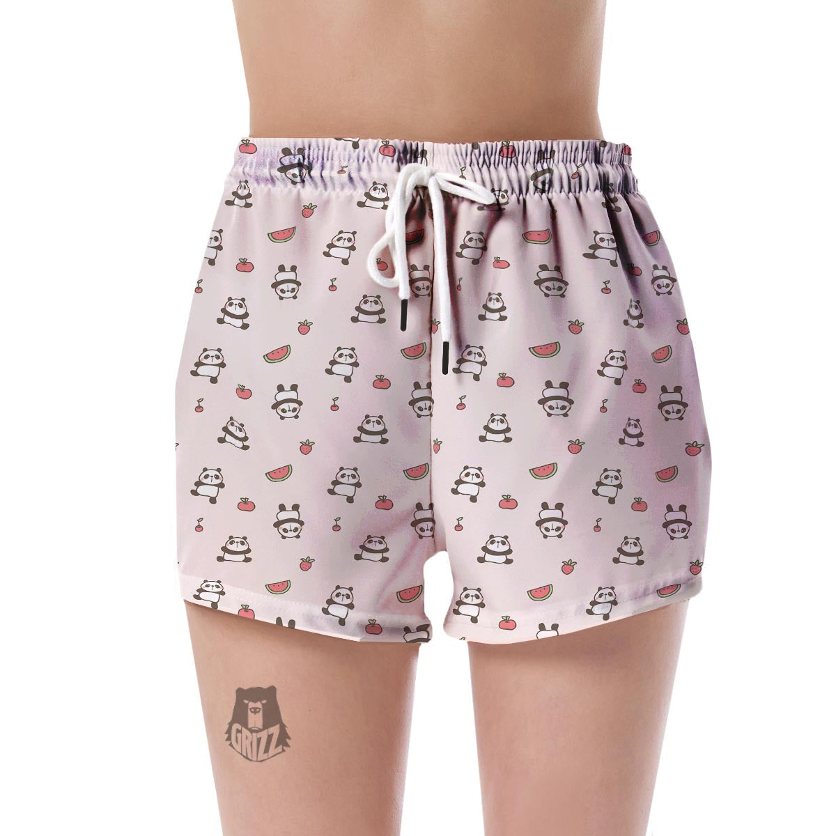 Panda Fruit Pattern Print Women's Shorts-grizzshop