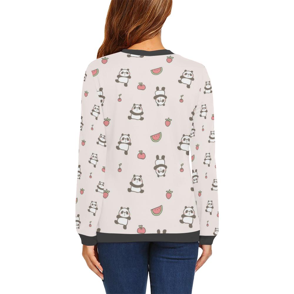 Panda Fruit Pattern Print Women's Sweatshirt-grizzshop