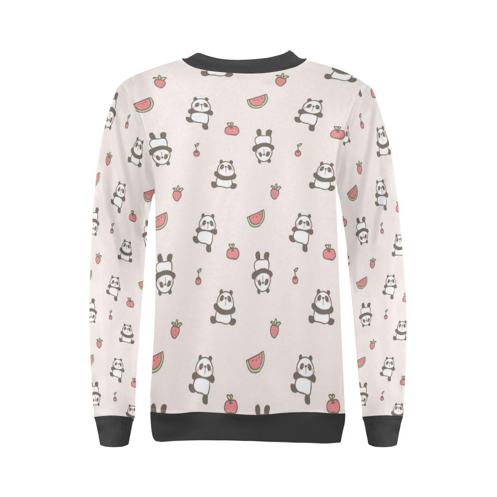 Panda Fruit Pattern Print Women's Sweatshirt-grizzshop