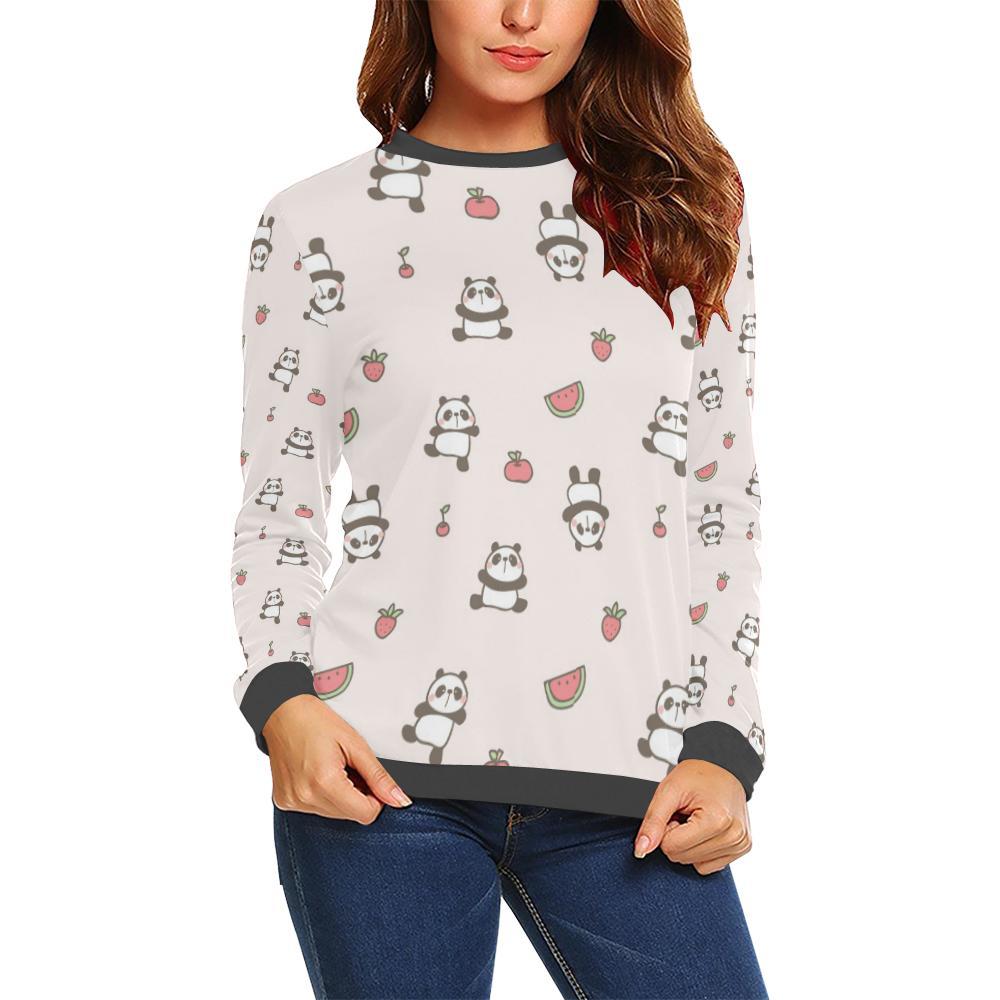 Panda Fruit Pattern Print Women's Sweatshirt-grizzshop