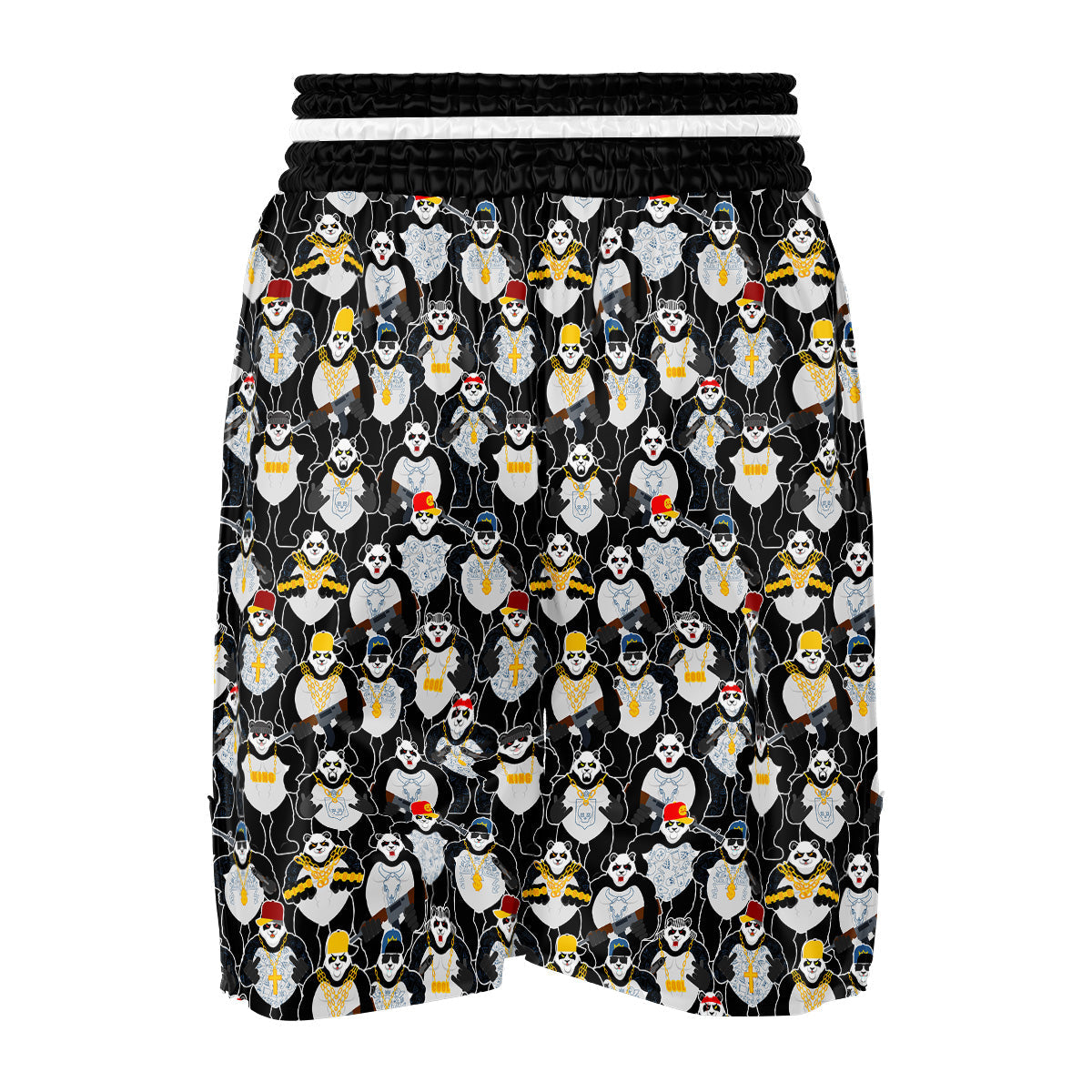Panda Gangster Gang Print Pattern Boxing Shorts-grizzshop