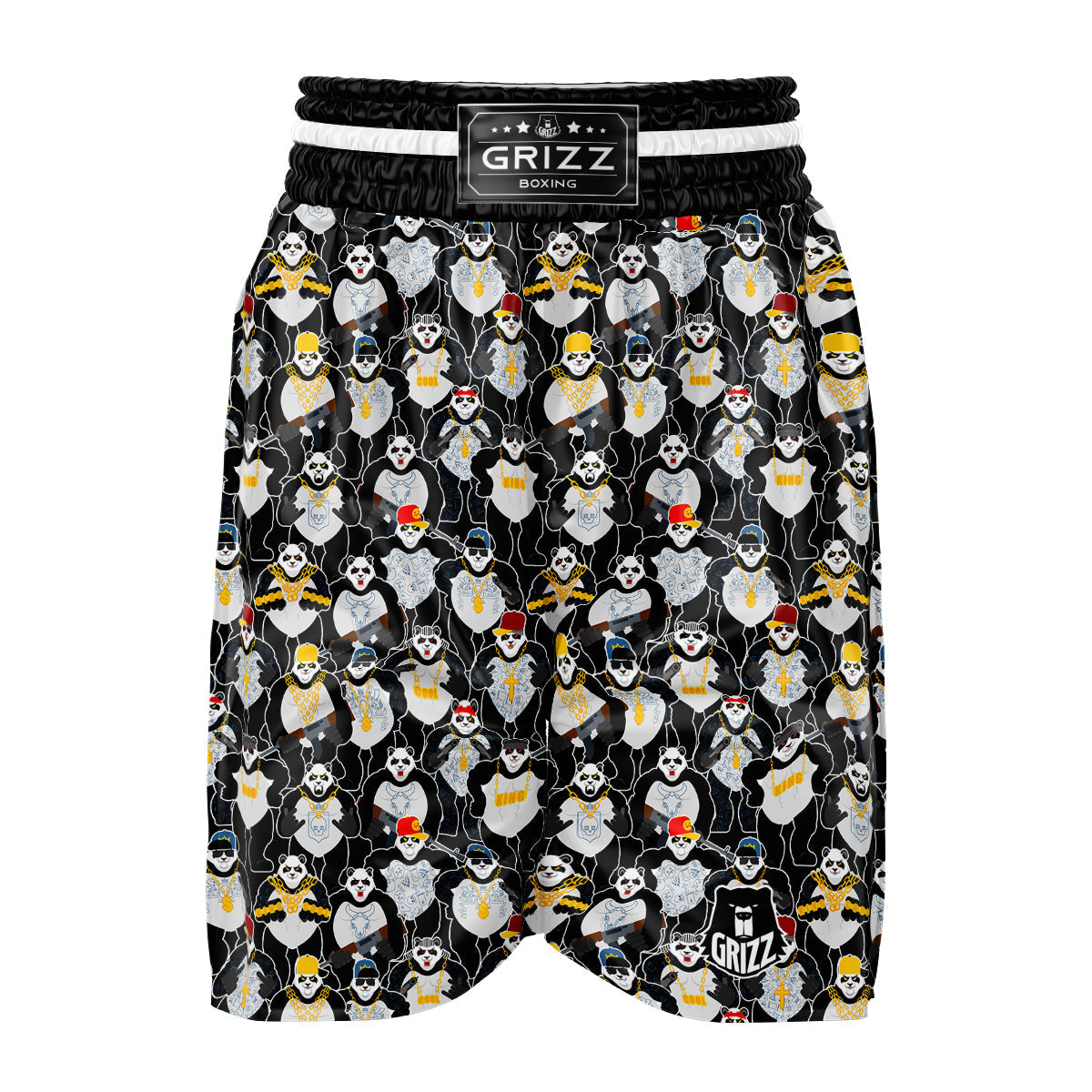 Panda Gangster Gang Print Pattern Boxing Shorts-grizzshop