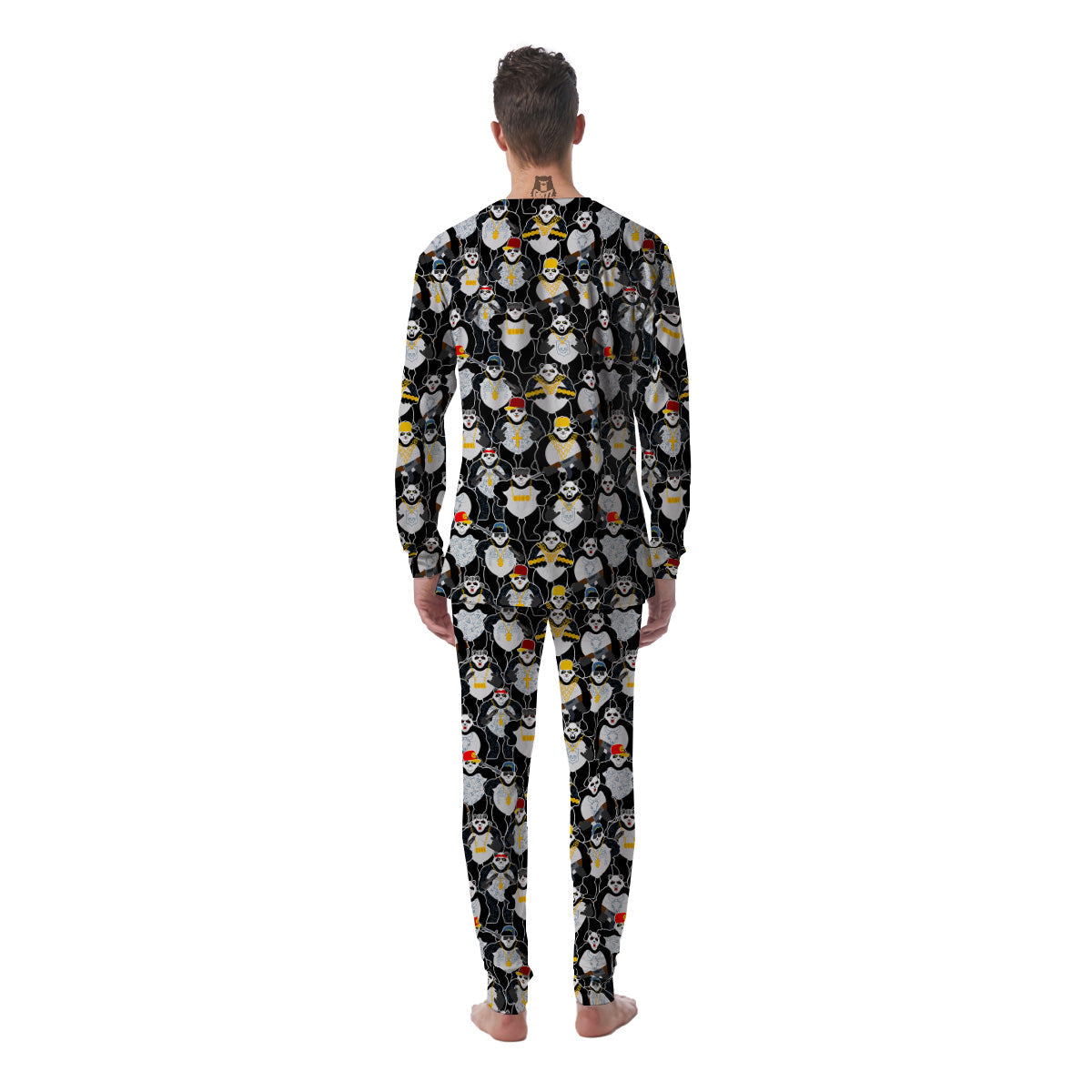 Panda Gangster Gang Print Pattern Men's Pajamas-grizzshop