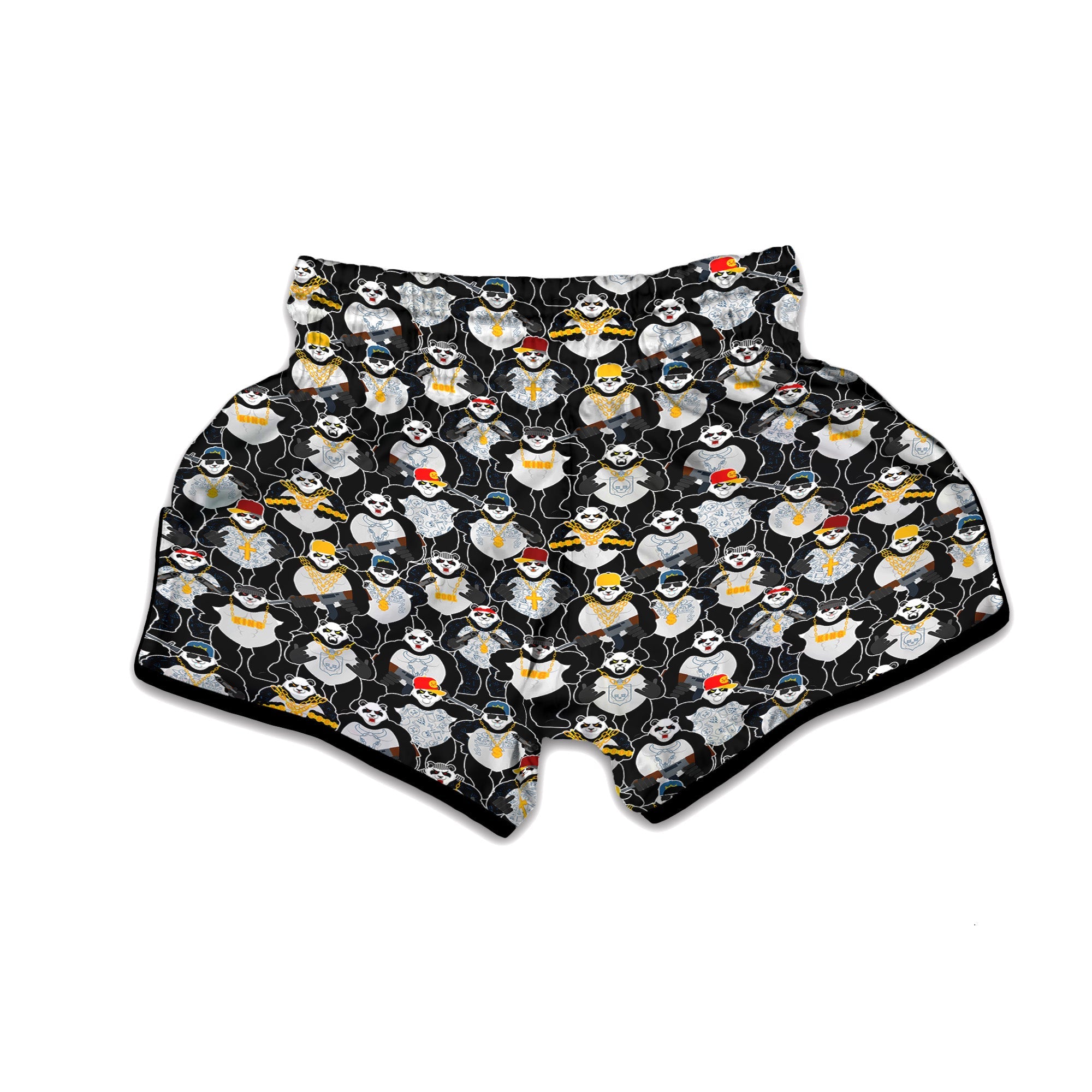 Panda Gangster Gang Print Pattern Muay Thai Boxing Shorts-grizzshop
