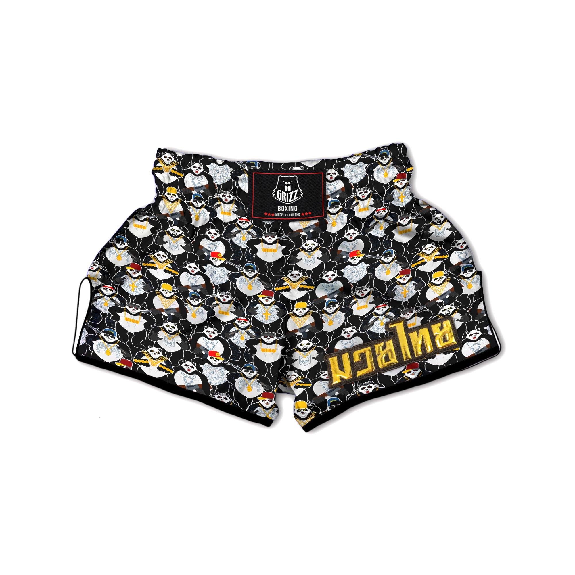 Panda Gangster Gang Print Pattern Muay Thai Boxing Shorts-grizzshop