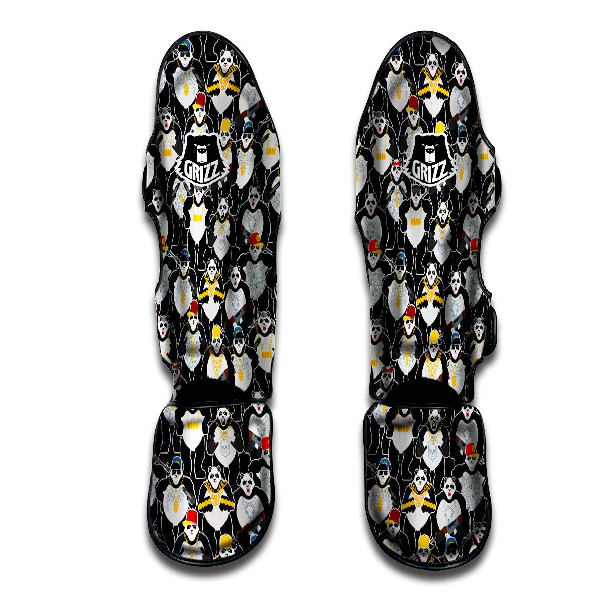 Panda Gangster Gang Print Pattern Muay Thai Shin Guards-grizzshop
