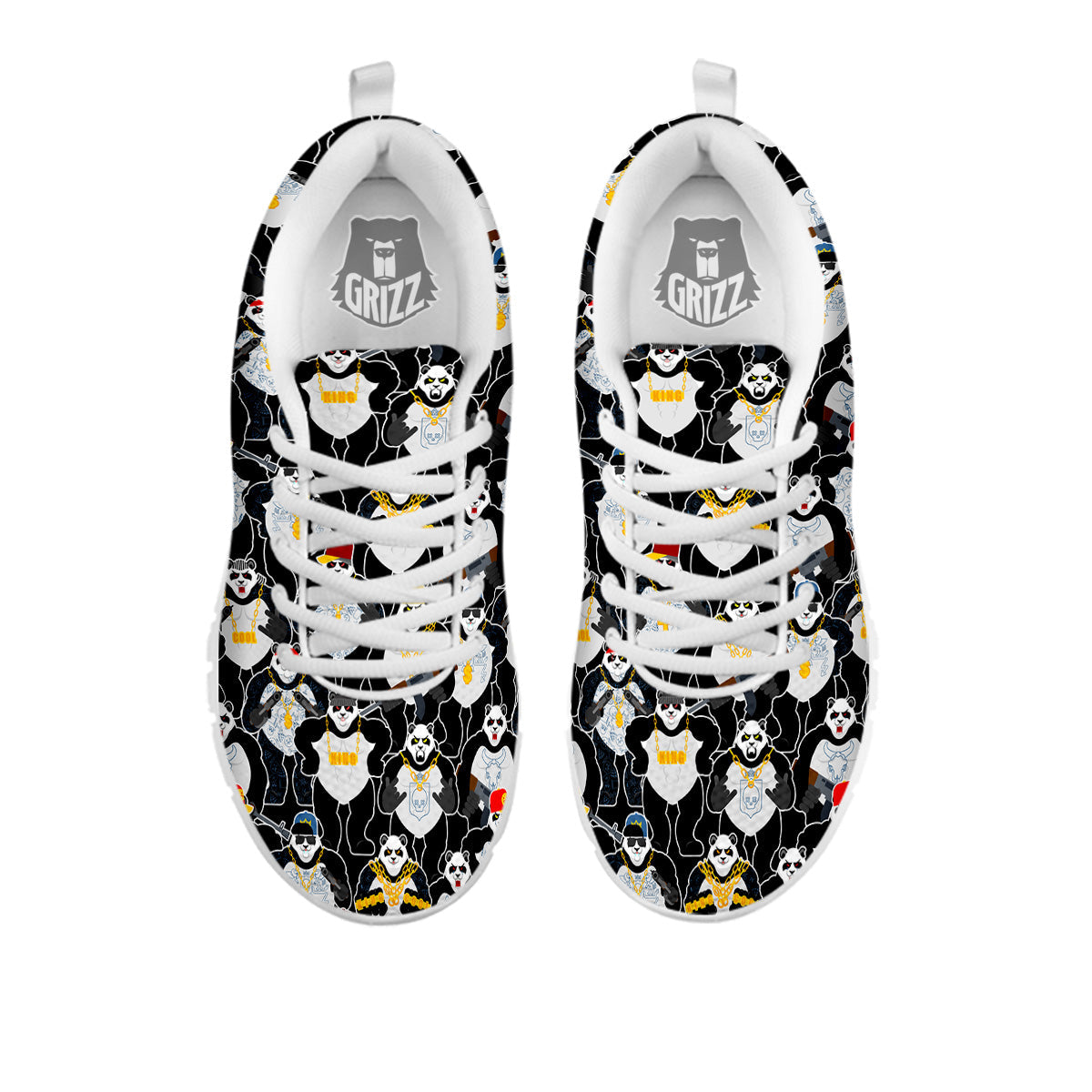 Panda Gangster Gang Print Pattern White Sneaker-grizzshop
