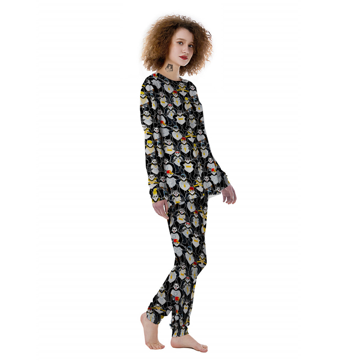 Panda Gangster Gang Print Pattern Women's Pajamas-grizzshop