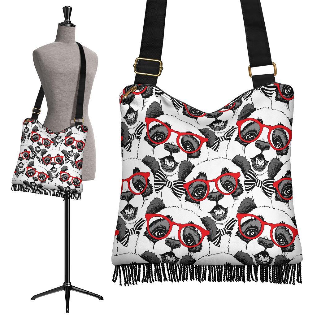 Panda Red Glasses Pattern Print Crossbody Bags-grizzshop