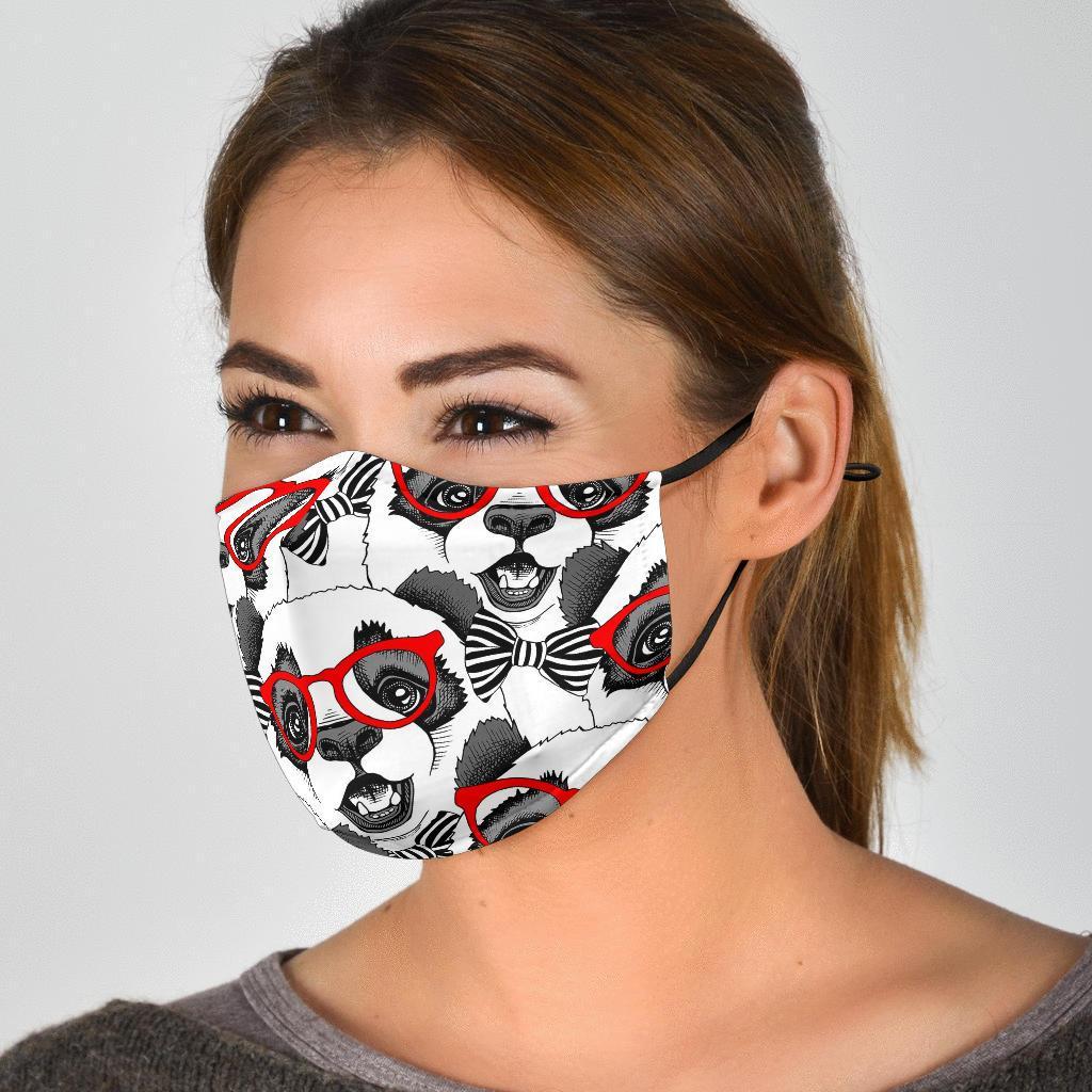 Panda Red Glasses Pattern Print Face Mask-grizzshop