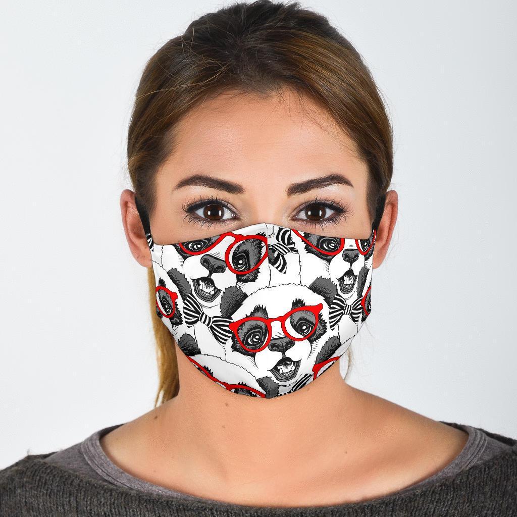 Panda Red Glasses Pattern Print Face Mask-grizzshop