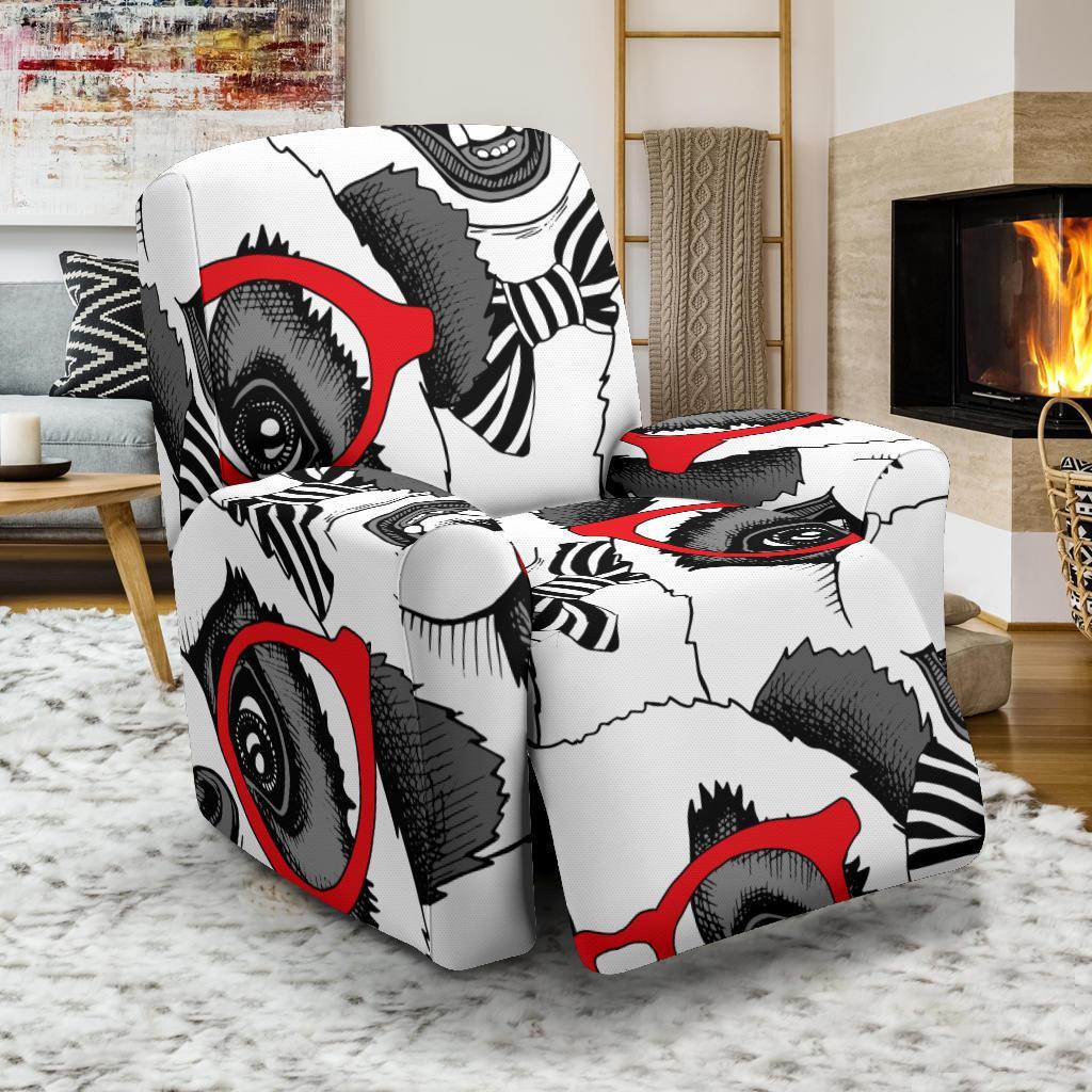 Panda Red Glasses Pattern Print Recliner Cover-grizzshop