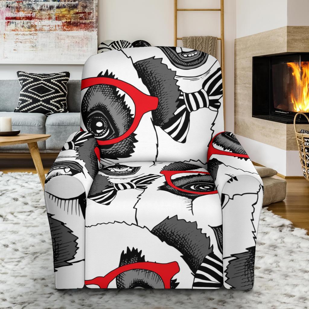 Panda Red Glasses Pattern Print Recliner Cover-grizzshop