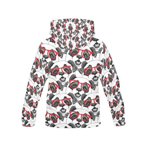 Panda Red Glasses Pattern Print Women Pullover Hoodie-grizzshop