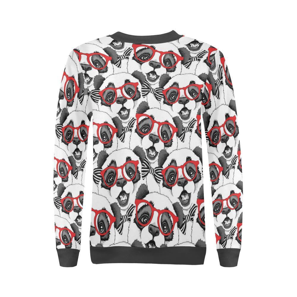 Panda Red Glasses Pattern Print Women's Sweatshirt-grizzshop
