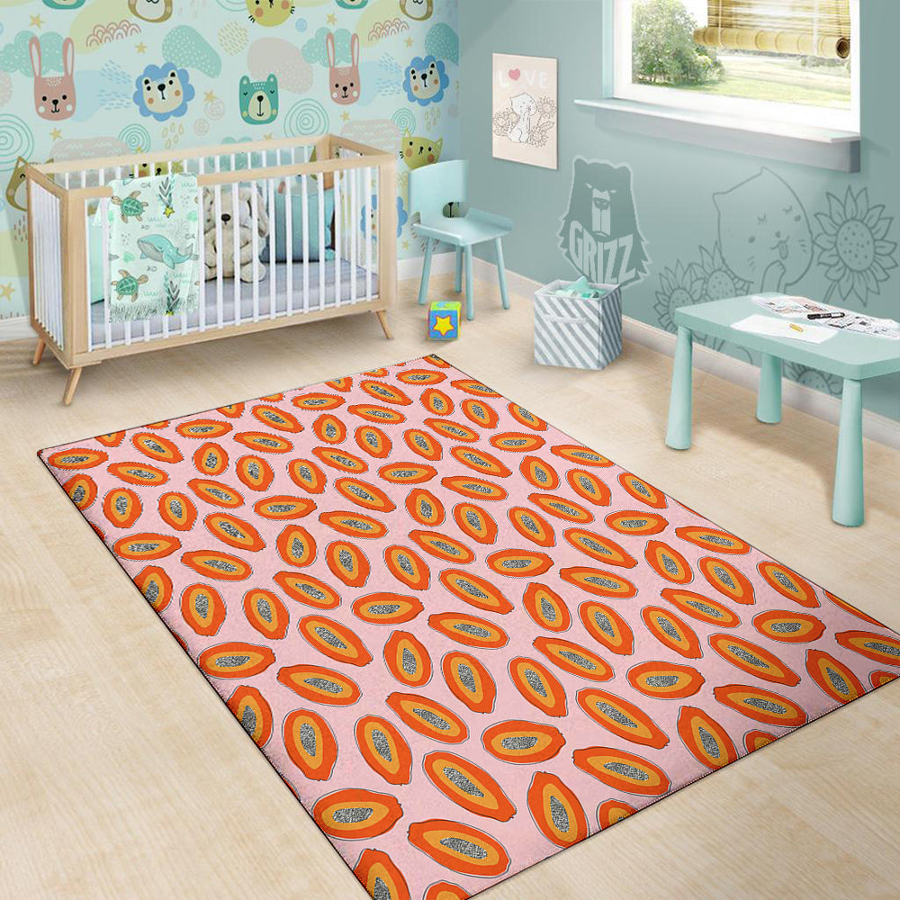 Papaya Cute Print Pattern Floor Mat-grizzshop