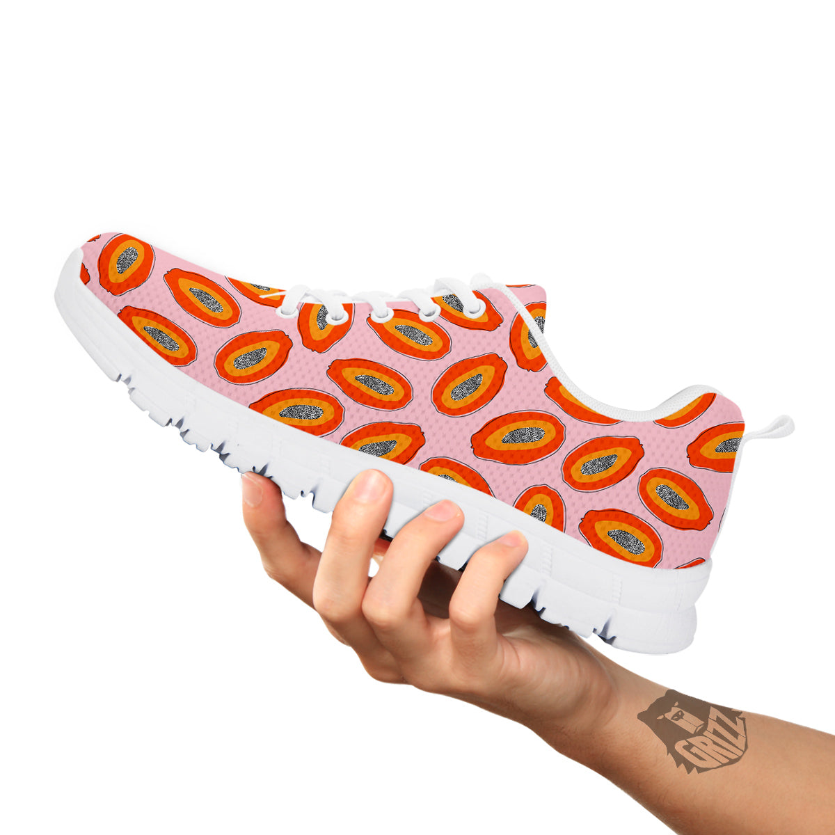 Papaya Cute Print Pattern White Sneaker-grizzshop