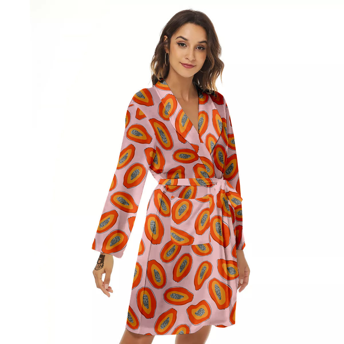 Papaya Cute Print Pattern Women's Robe-grizzshop