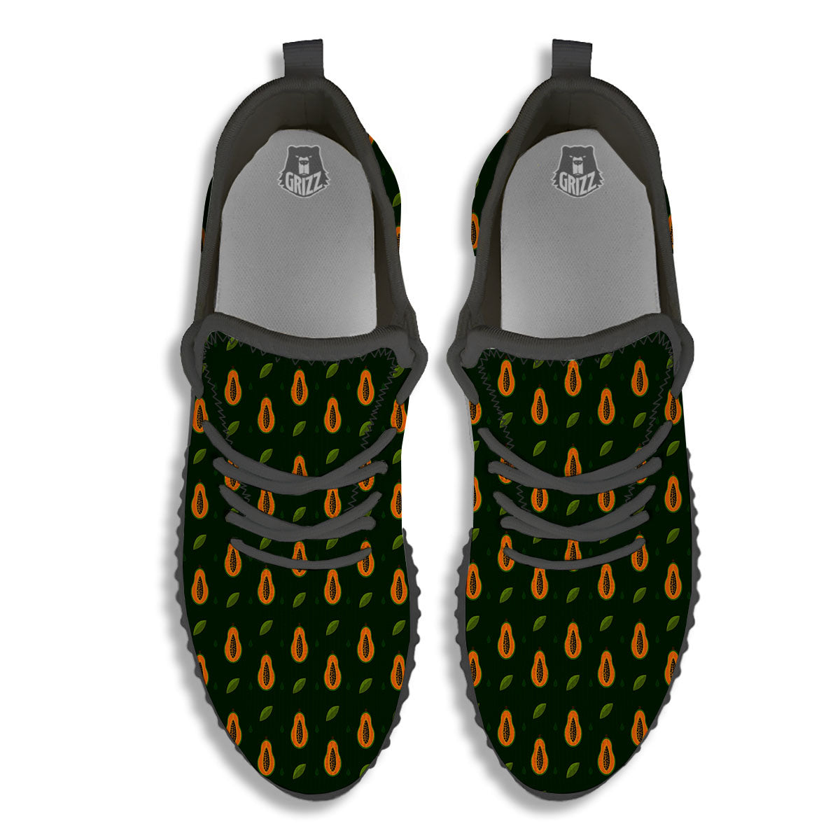 Papaya Exotic Print Pattern Black Walking Shoes-grizzshop