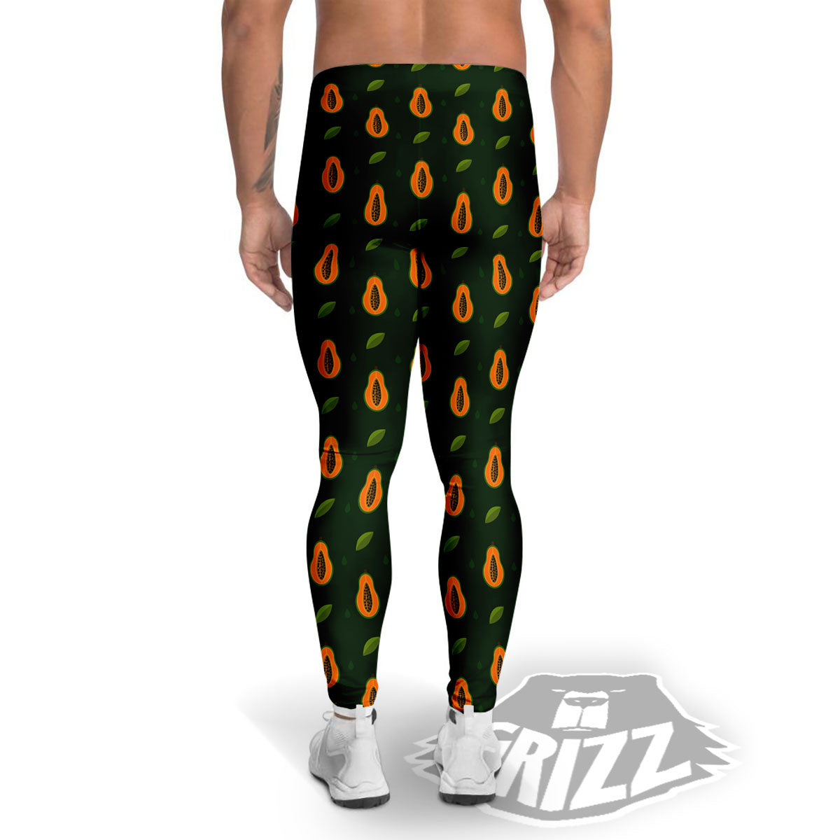 Papaya Exotic Print Pattern Men's Leggings-grizzshop