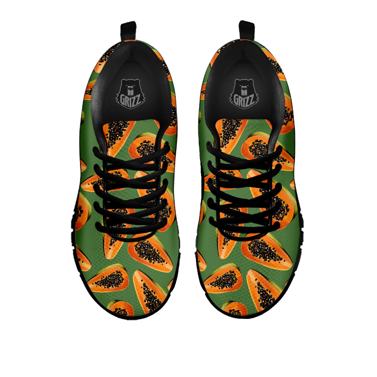 Papaya Tropical Print Pattern Black Sneaker-grizzshop