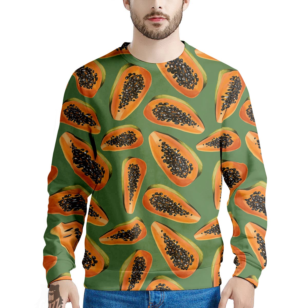 Papaya Tropical Print Pattern Men's Sweatshirt-grizzshop