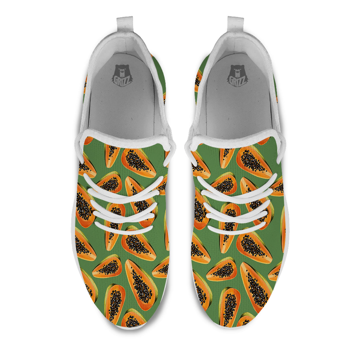 Papaya Tropical Print Pattern White Athletic Shoes-grizzshop