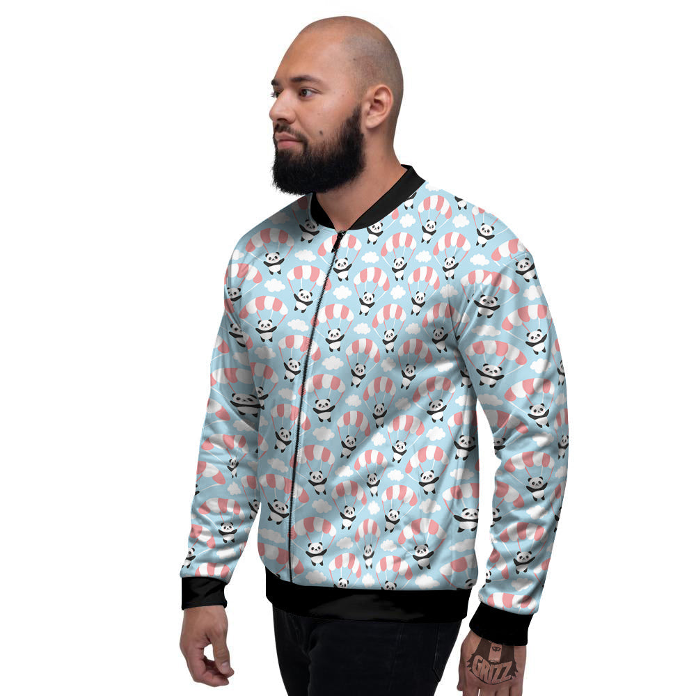 Parachute And Cute Panda Print Pattern Men's Bomber Jacket-grizzshop