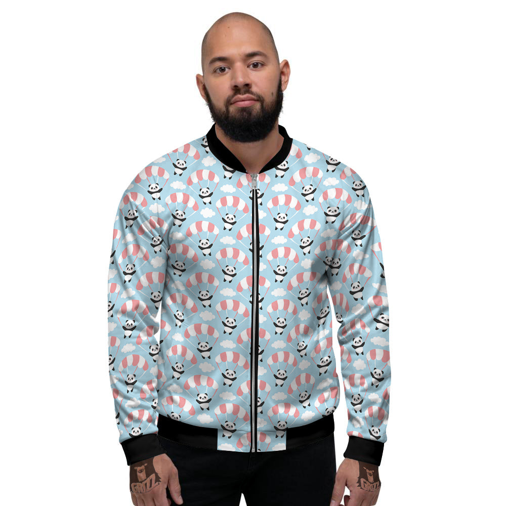 Parachute And Cute Panda Print Pattern Men's Bomber Jacket-grizzshop