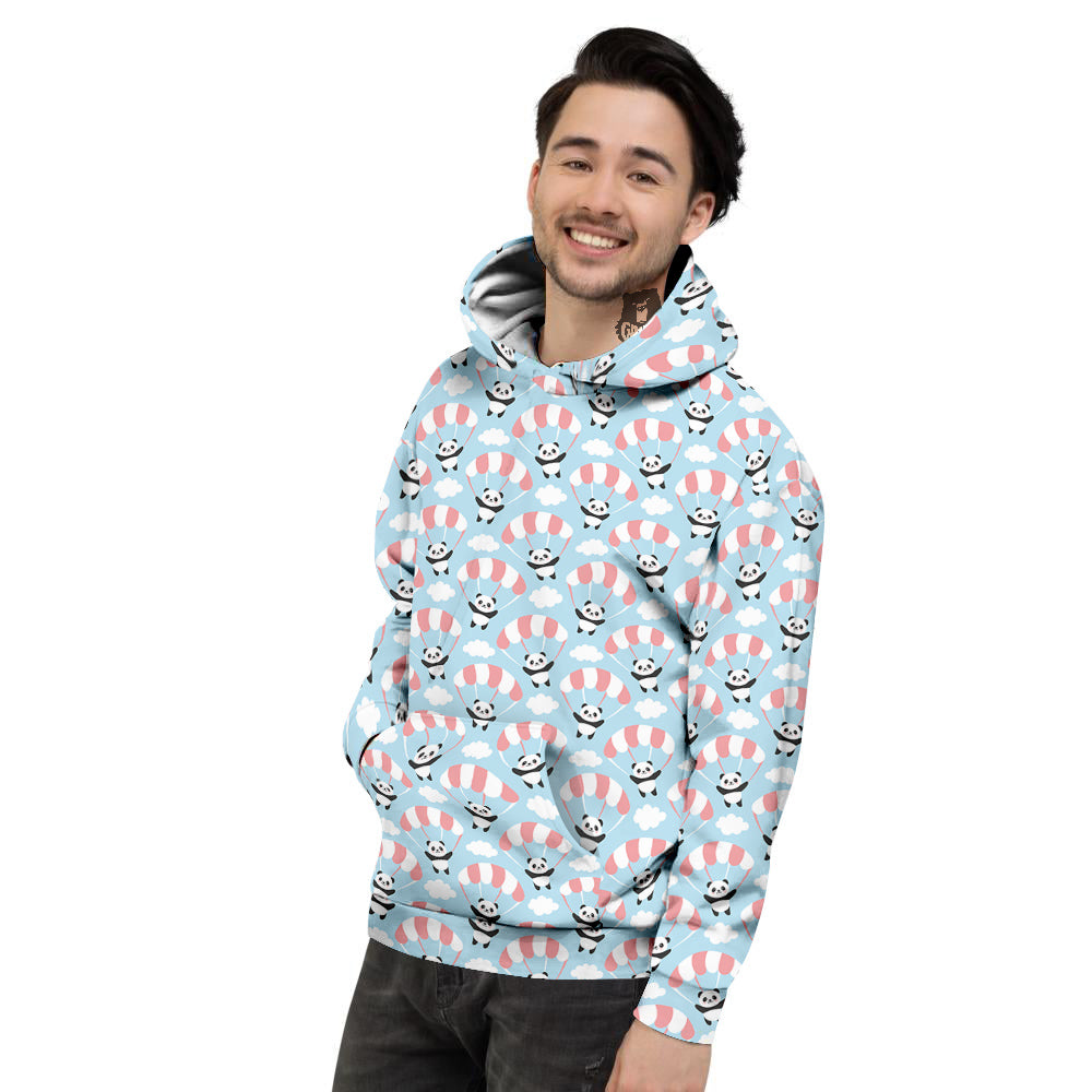 Parachute And Cute Panda Print Pattern Men's Hoodie-grizzshop