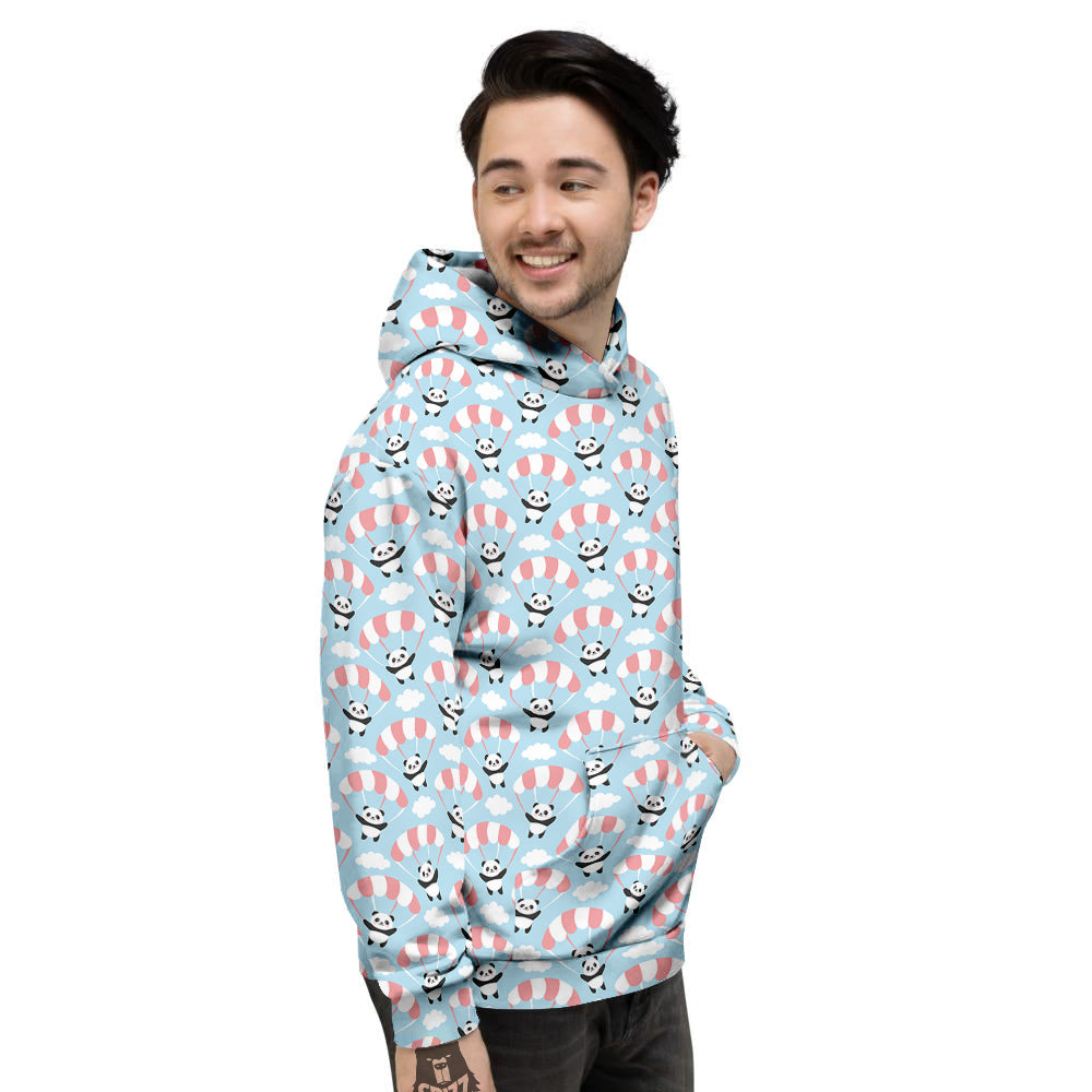Parachute And Cute Panda Print Pattern Men's Hoodie-grizzshop