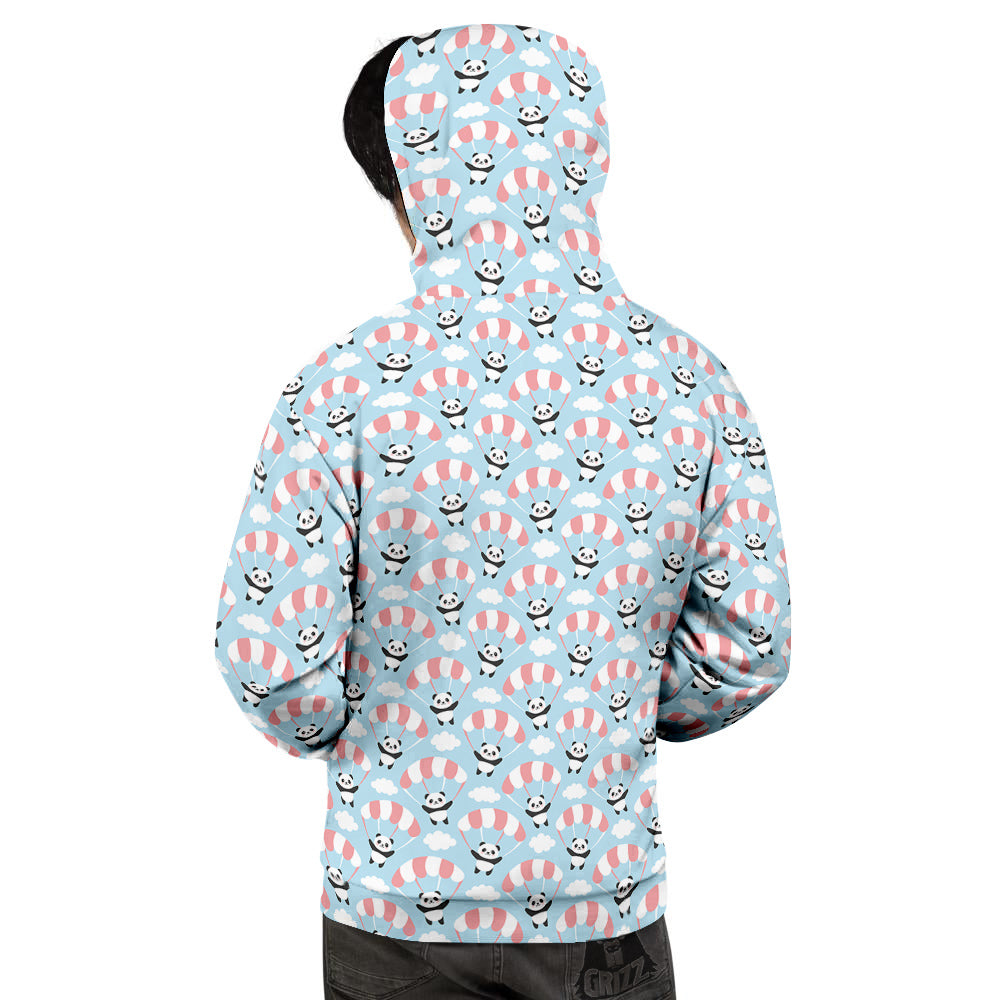 Parachute And Cute Panda Print Pattern Men's Hoodie-grizzshop