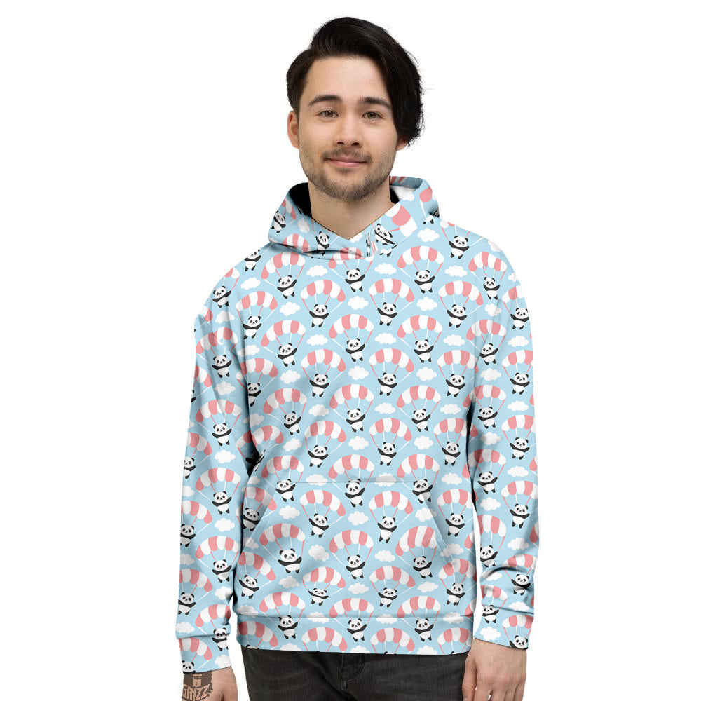 Parachute And Cute Panda Print Pattern Men's Hoodie-grizzshop