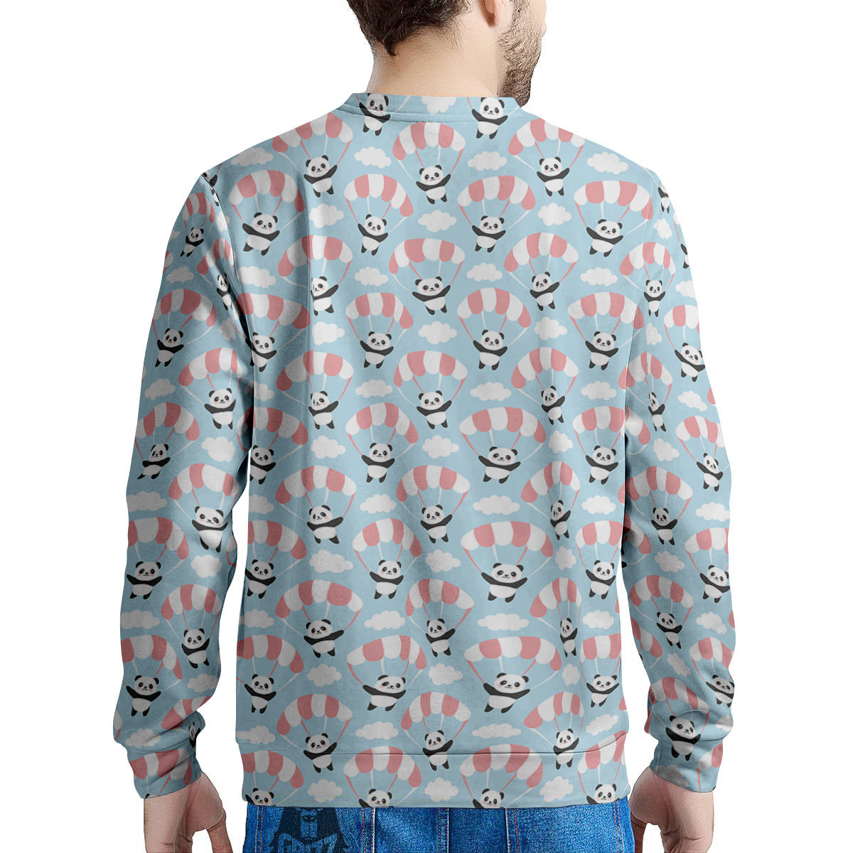 Parachute And Cute Panda Print Pattern Men's Sweatshirt-grizzshop