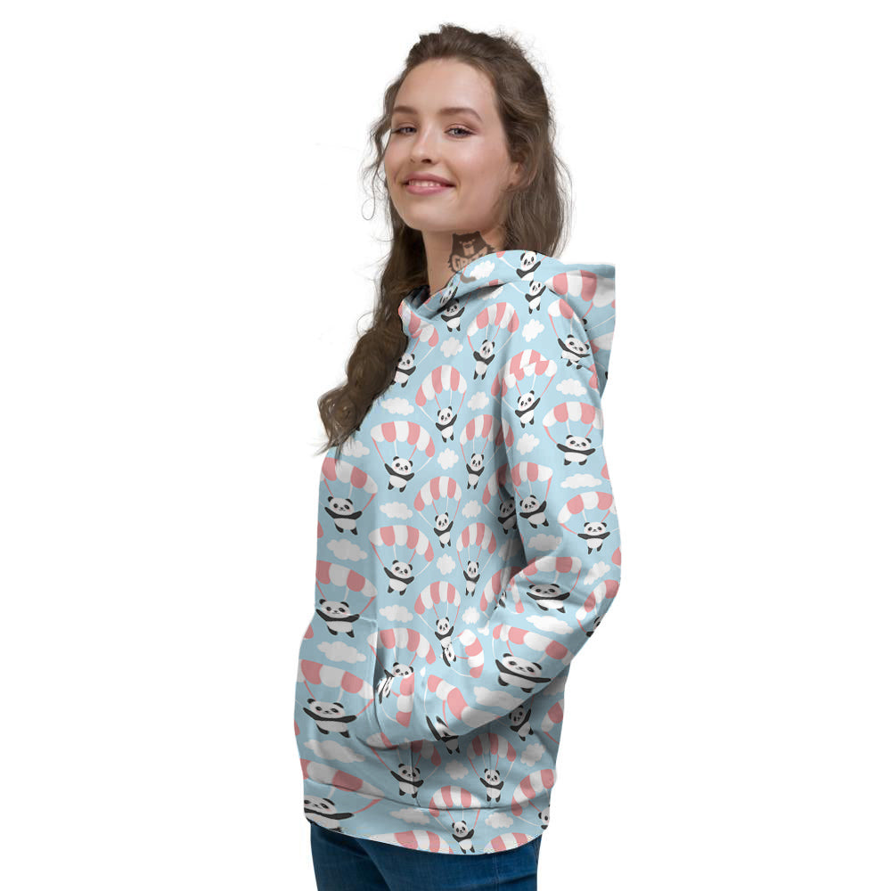 Parachute And Cute Panda Print Pattern Women's Hoodie-grizzshop