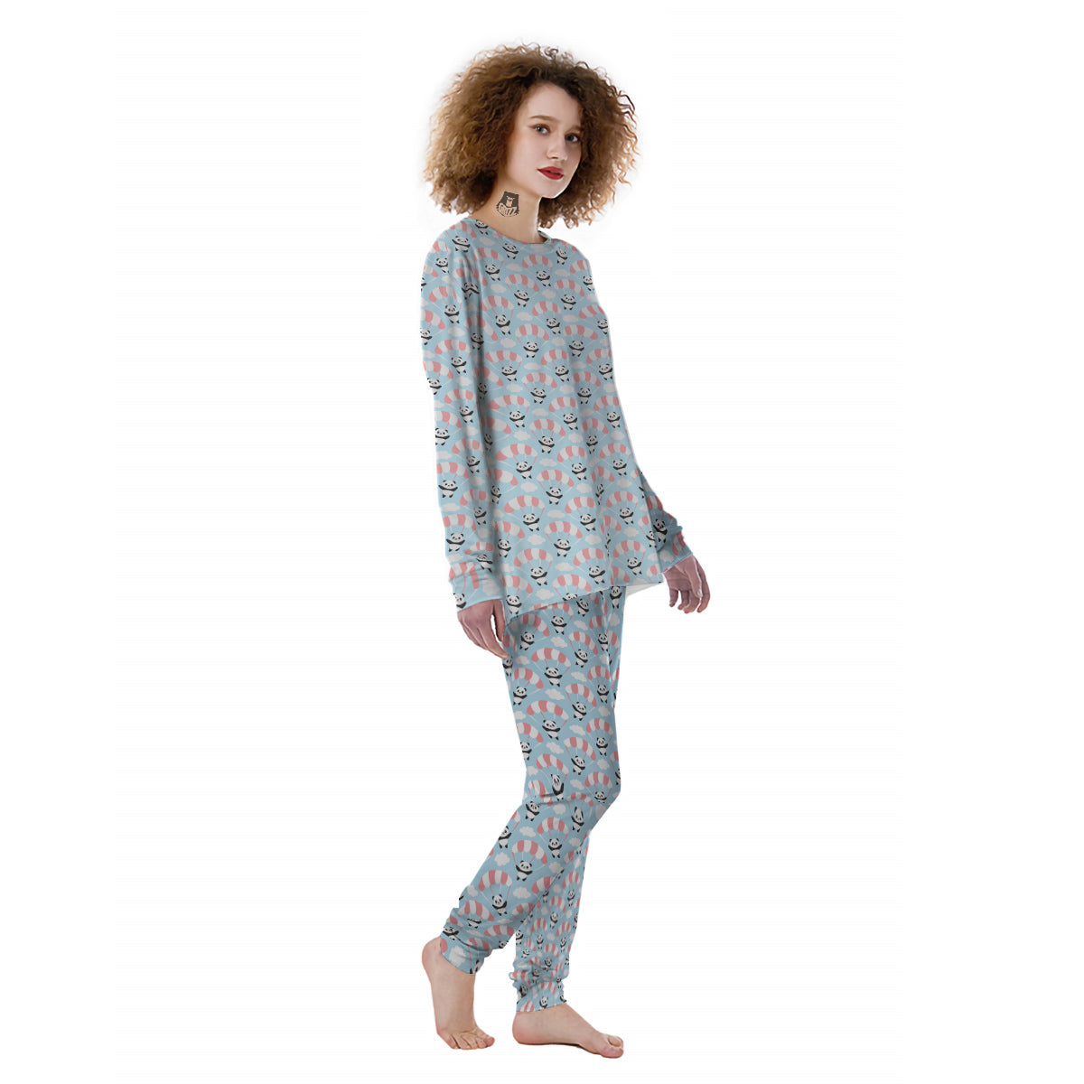 Parachute And Cute Panda Print Pattern Women's Pajamas-grizzshop