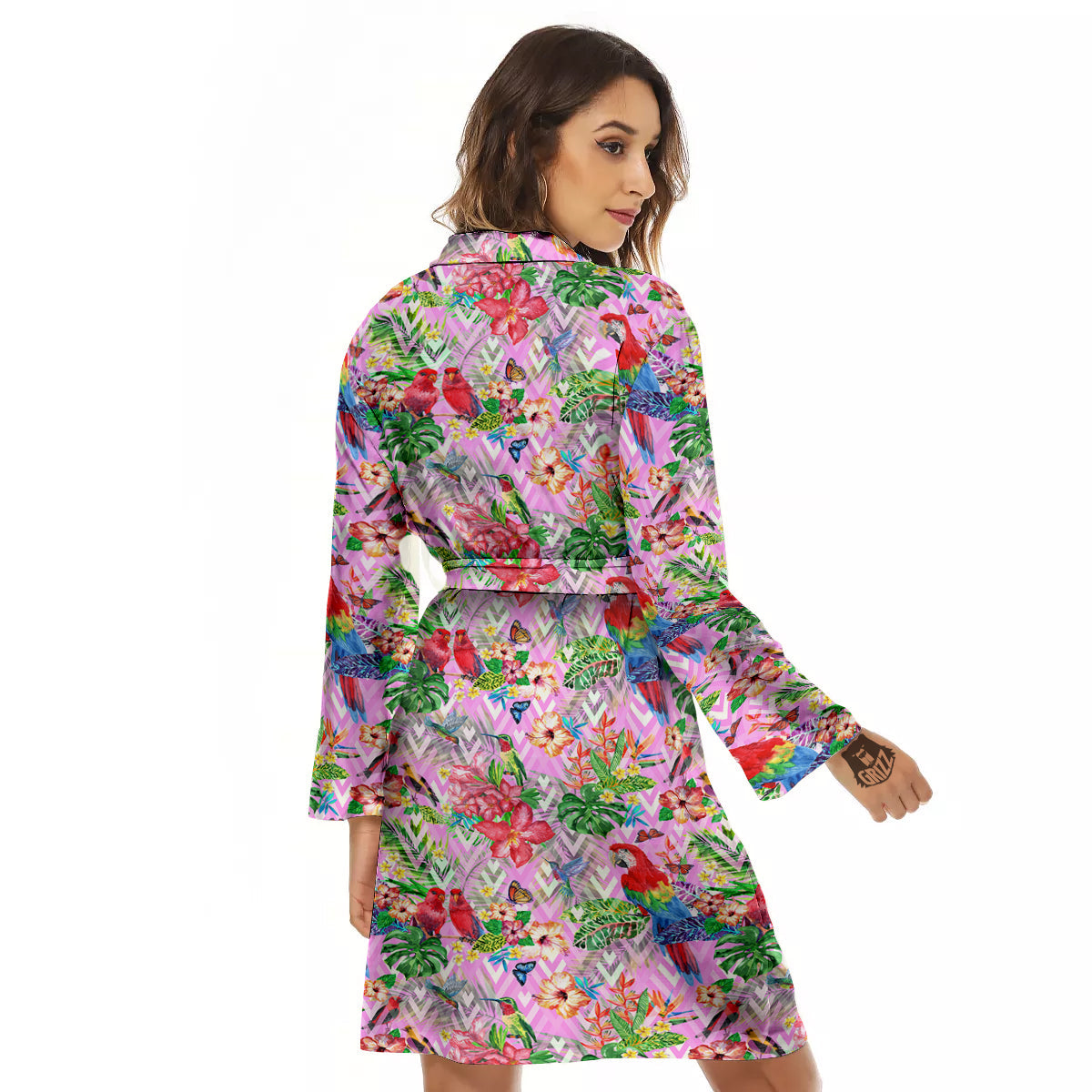 Paradise Flower Bird Print Pattern Women's Robe-grizzshop
