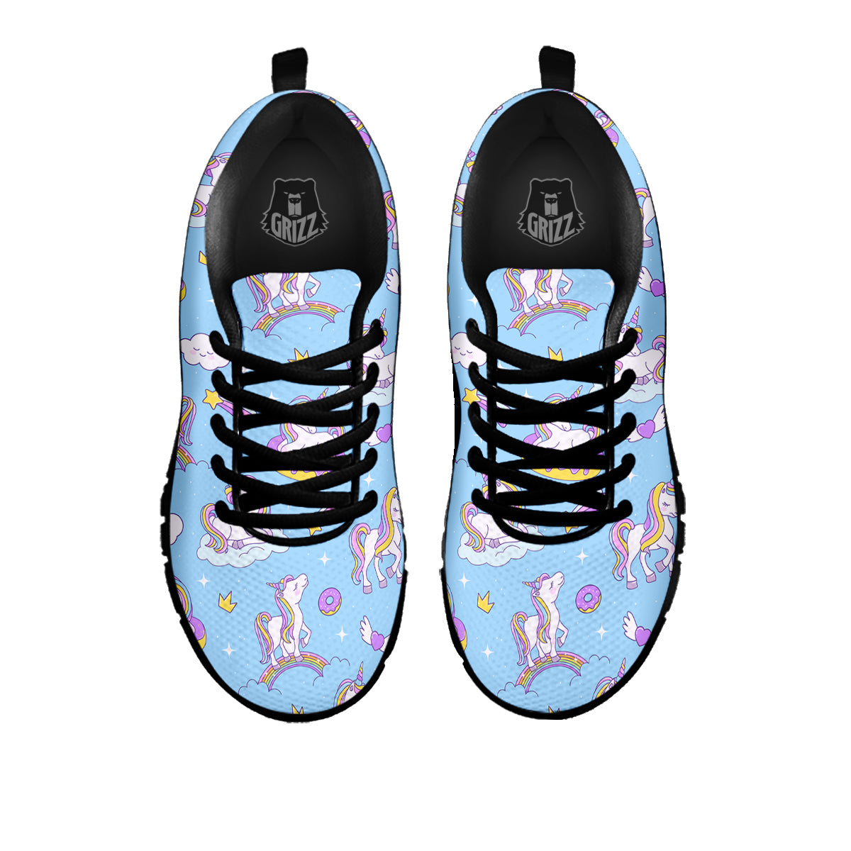 Paradise Unicorn Print Pattern Black Sneaker-grizzshop