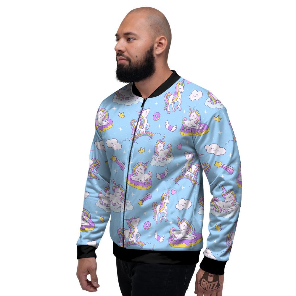 Paradise Unicorn Print Pattern Men's Bomber Jacket-grizzshop