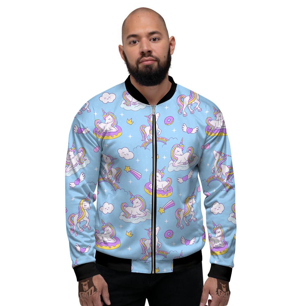 Paradise Unicorn Print Pattern Men's Bomber Jacket-grizzshop