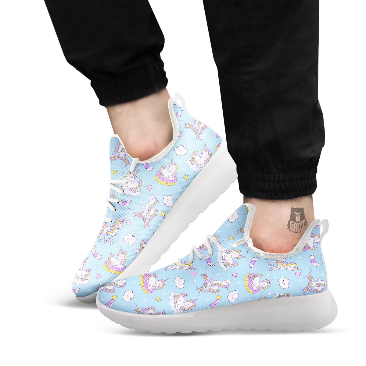 Paradise Unicorn Print Pattern White Athletic Shoes-grizzshop