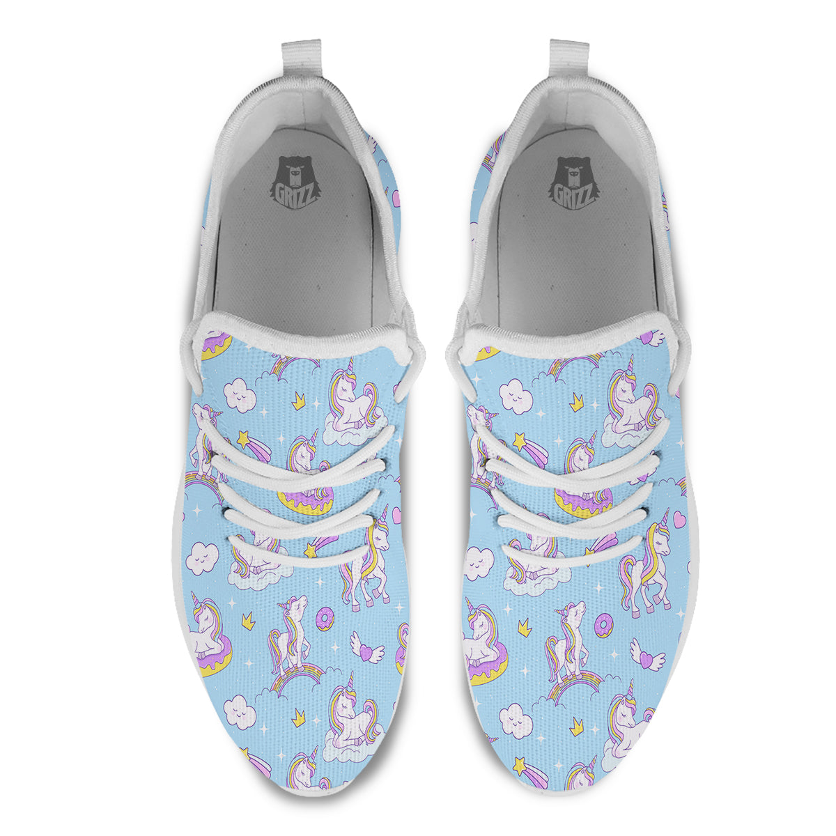 Paradise Unicorn Print Pattern White Athletic Shoes-grizzshop