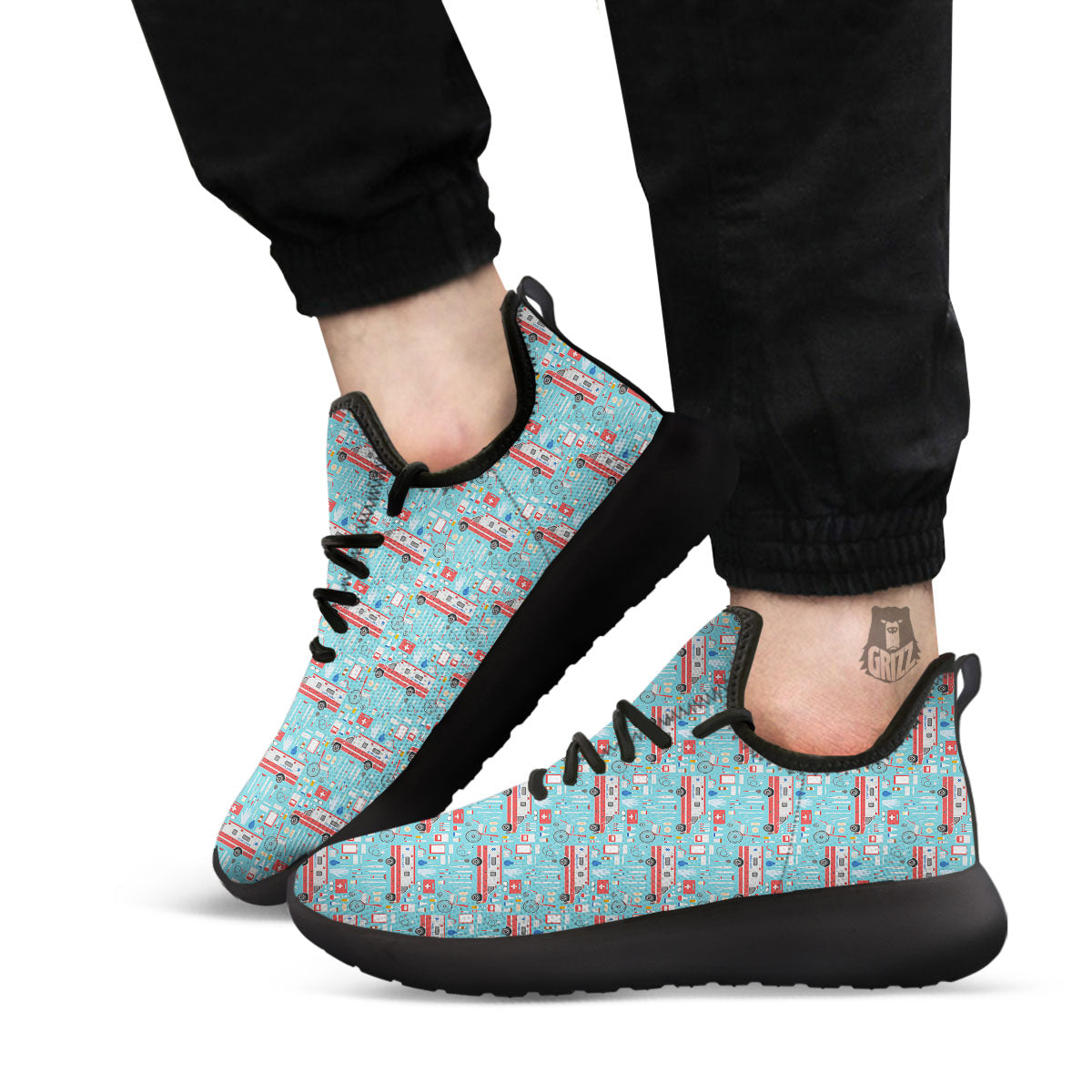 Paramedic EMS Print Pattern Black Athletic Shoes-grizzshop