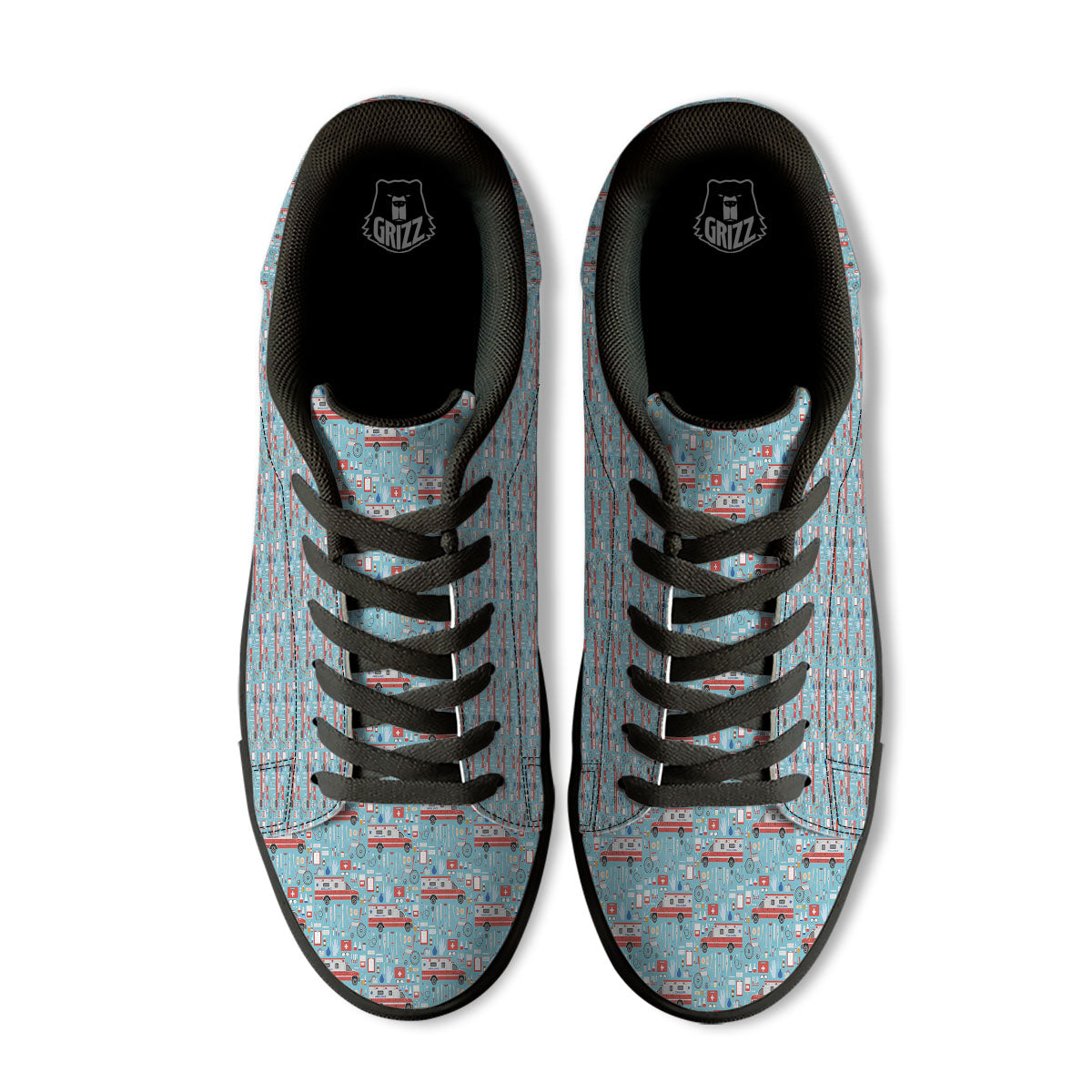 Paramedic EMS Print Pattern Black Low Top Sneakers-grizzshop