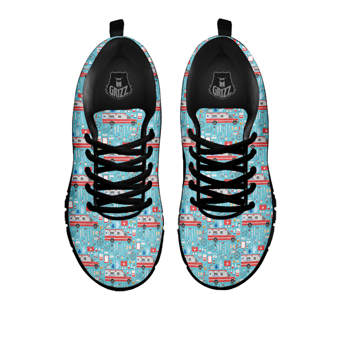 Paramedic EMS Print Pattern Black Sneaker-grizzshop