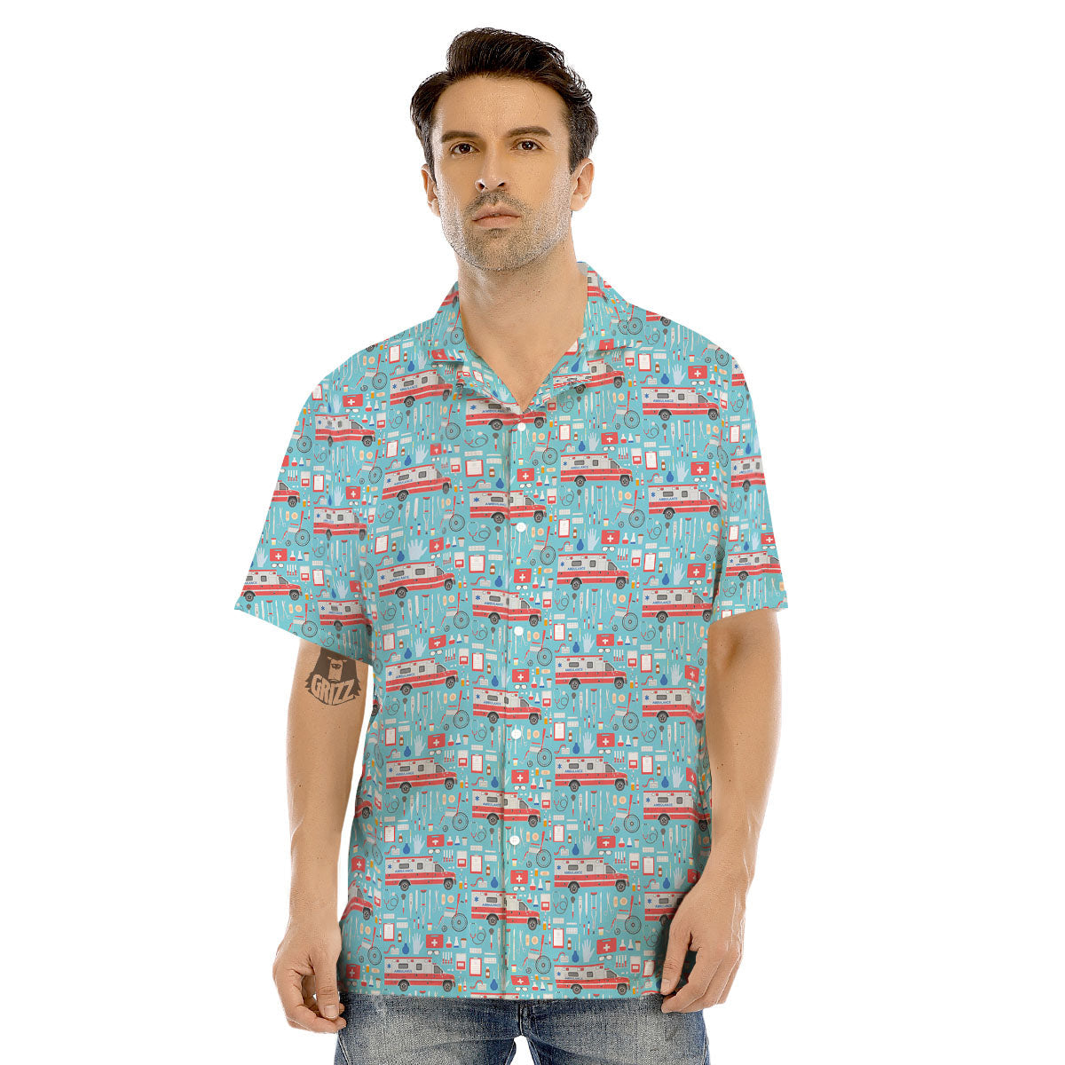 Paramedic EMS Print Pattern Men's Hawaiian Shirt-grizzshop