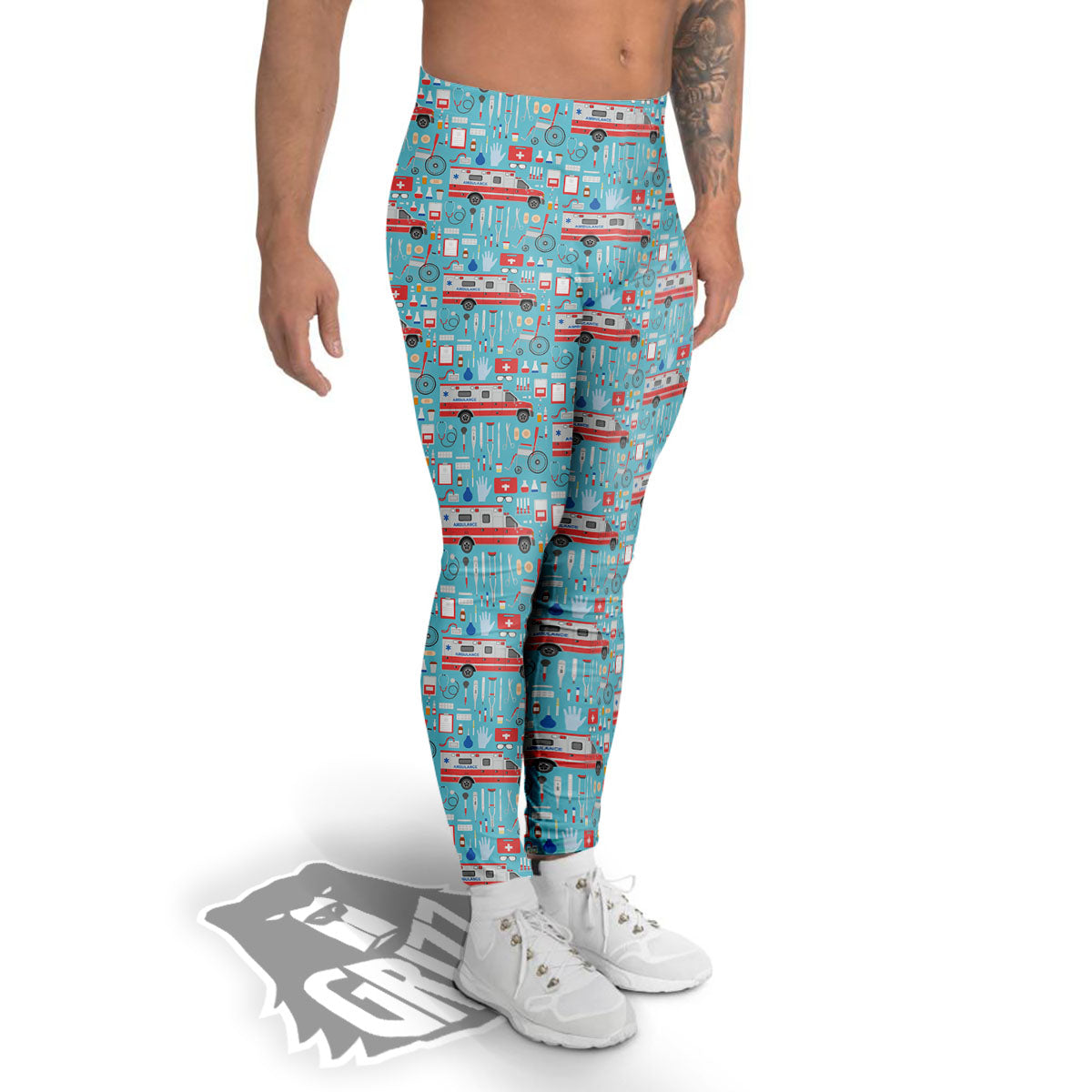 Paramedic EMS Print Pattern Men's Leggings-grizzshop