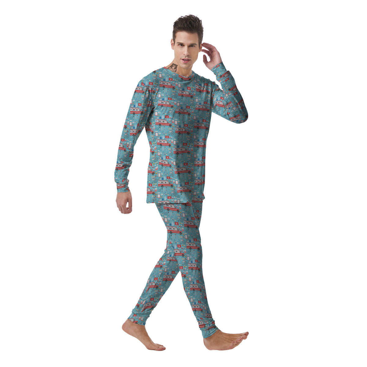 Paramedic EMS Print Pattern Men's Pajamas-grizzshop