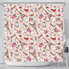 Paris Dog Pattern Print Bathroom Shower Curtain-grizzshop