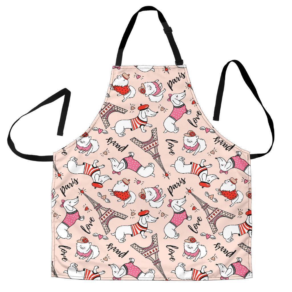 Paris Dog Pattern Print Women's Apron-grizzshop